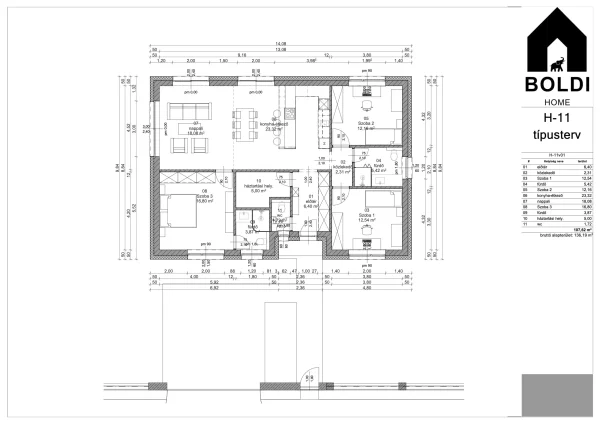 11. típus - nettó: 107,62 m²