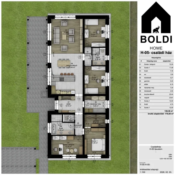 5. típus - nettó: 138,36 m²